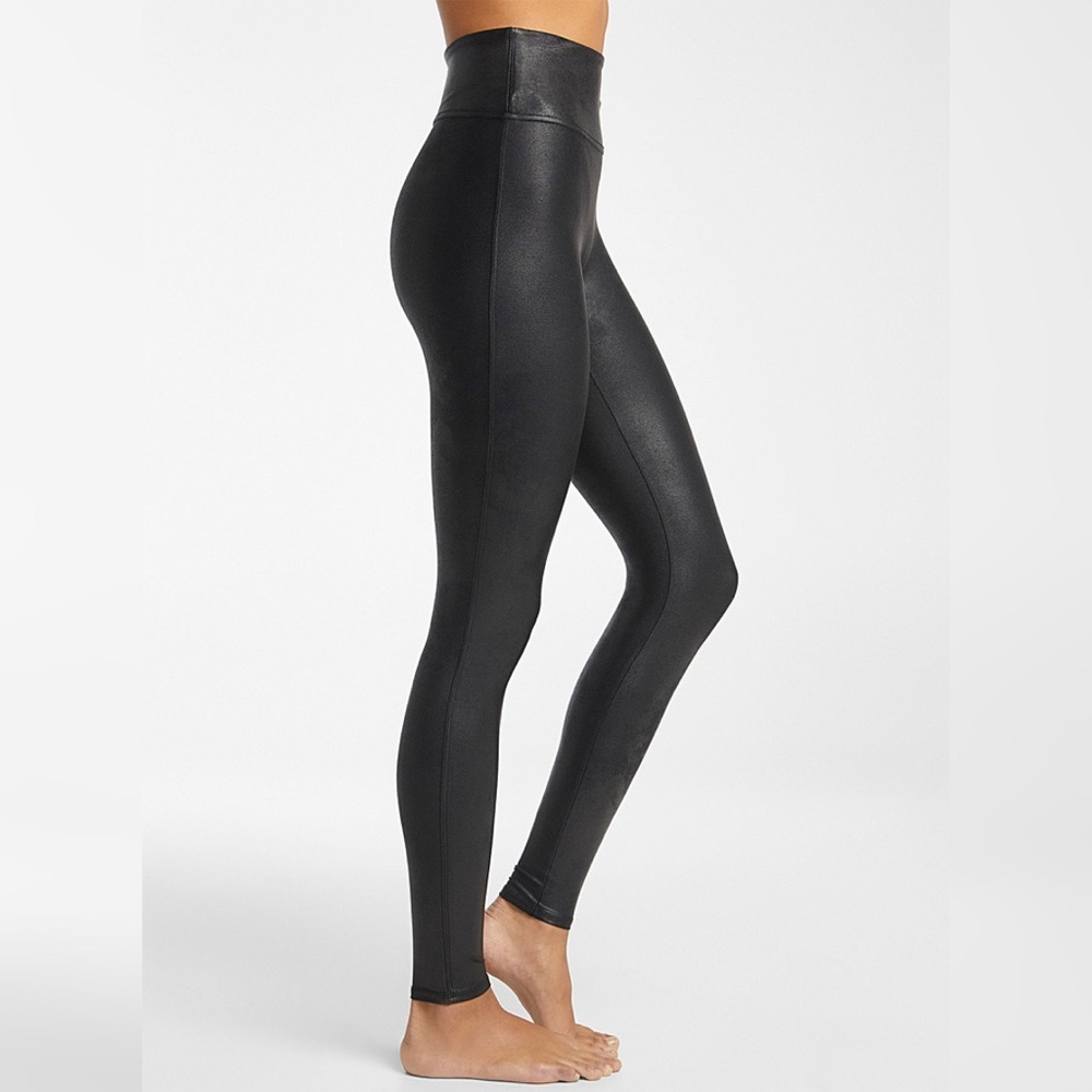 SPANX High-Waisted Faux Leather Black Shape Wear Slimming Leggings